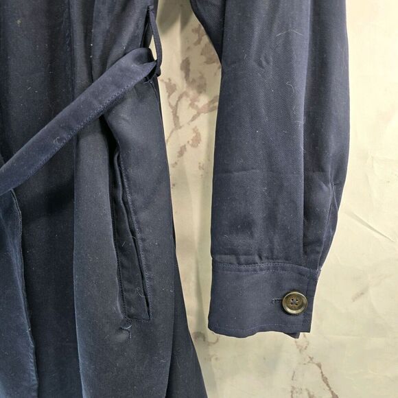 Skies Are Blue Jacket Womens XS Navy Safari Utility Chore Open Front Tencel - Picture 5 of 13